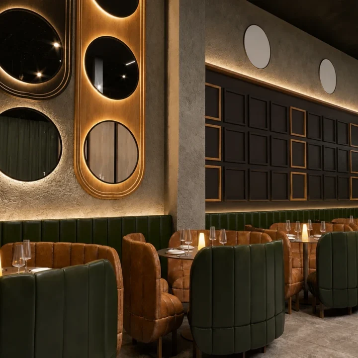 نمای داخلی رستوران با طراحی کلاسیک و لوکس